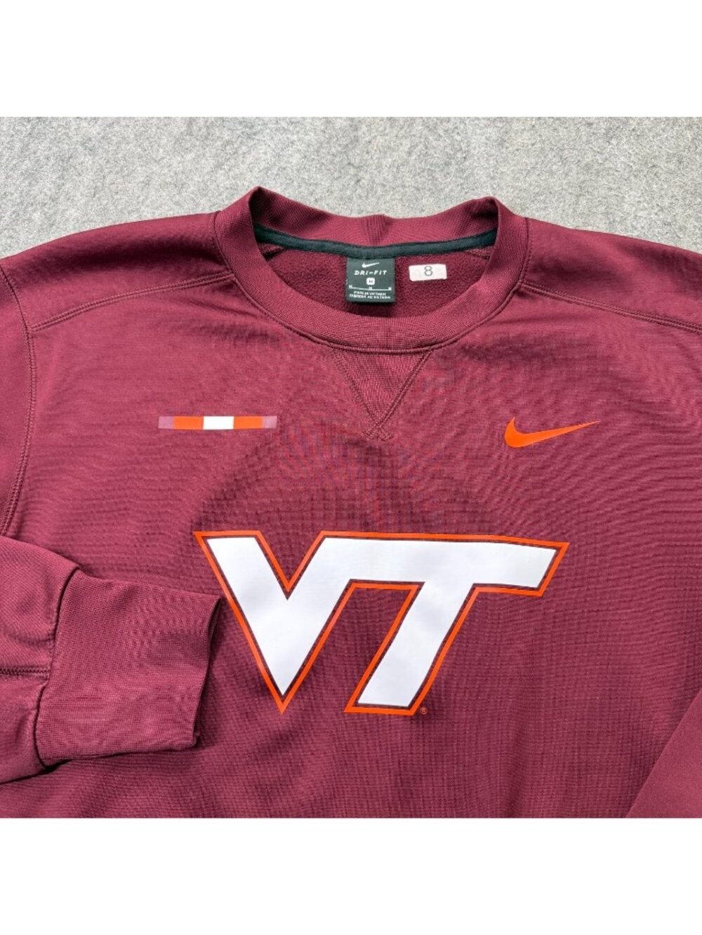 Virginia Tech Hokies Nike Sweatshirt Men M Maroon Red Crew Neck Fleece Pullover